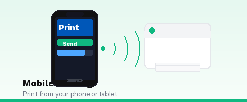 Mobile phone printing wirelessly to a printer illustration